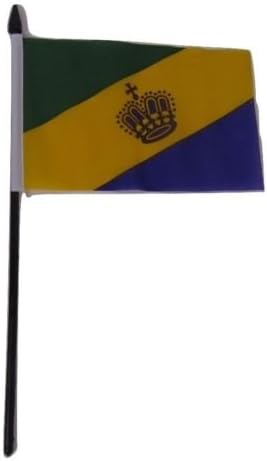 Wholesale Lot 12 Mardi Gras Party Crown 4''x6'' Flag Desk Table Stick Black Staff - Party Decorations Supplies For Parades - Prime Outside, Garden, Men Cave Decor Flag
