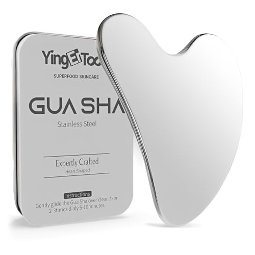 Edelstahl Gua Sha Stein Guasha Stein für Kieferlinien-Straffung und Reduzierung von Gesichtsschwellungen Hautpflege-Geschenk Silber