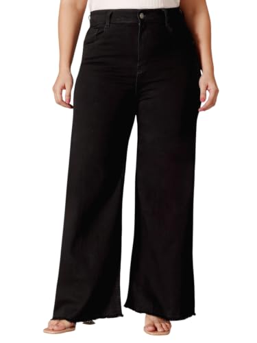 Image of Miss Chase A+ Women's Wide-Leg Mid Rise Regular Length Blast Effect Denim Jeans