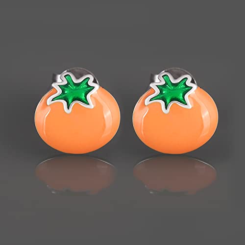 Pendientes de plata 925 de tomate naranja estilo bohemio para niñas 3