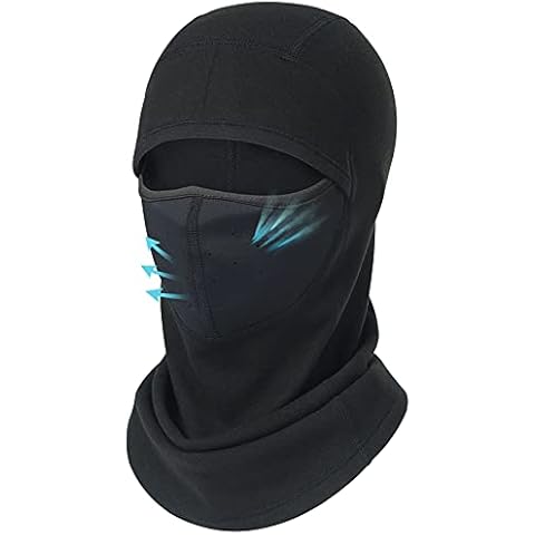 Kids Balaclava Ski Mask (with Breathable Holes) Windproof Winter Fleece Neck Face Warmer Boys Girls Black Cover