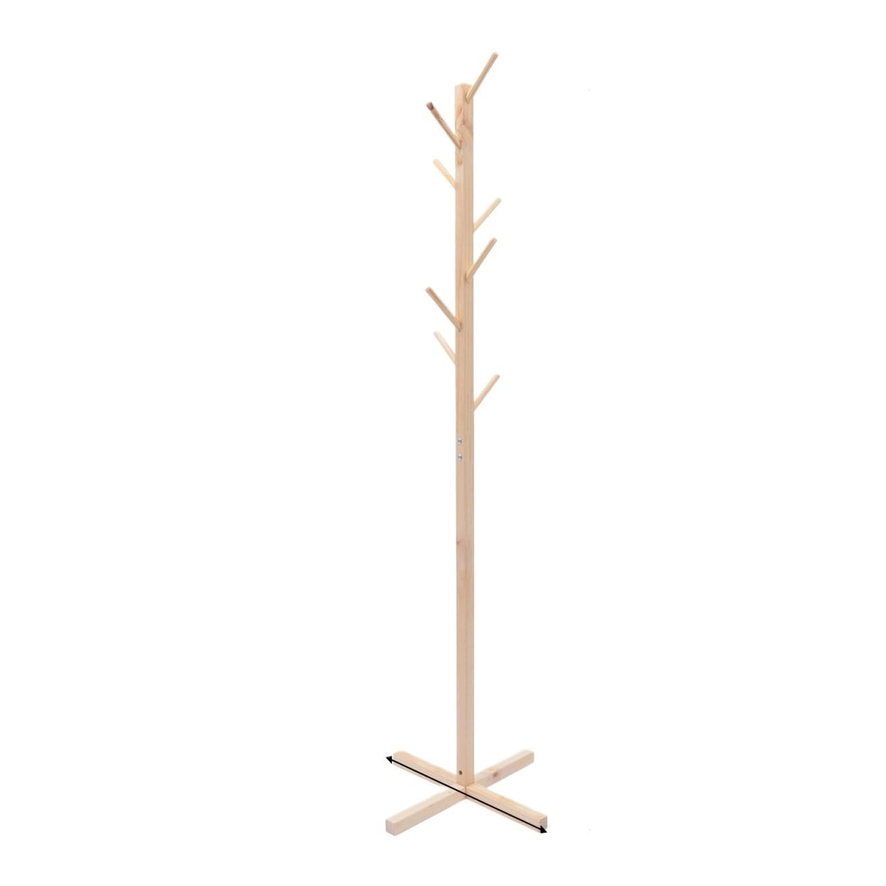 DFHS46JK Hat Rack Pine Wood Coat Rack With 8 Hooks Modern Tree Shape For Living Room Bedroom for Office(Natural)
