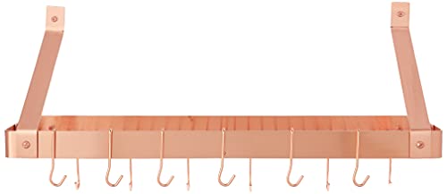 Wall-Mount Bookshelf Pot Rack with Grid & 12 Hooks - Thumbnail 2