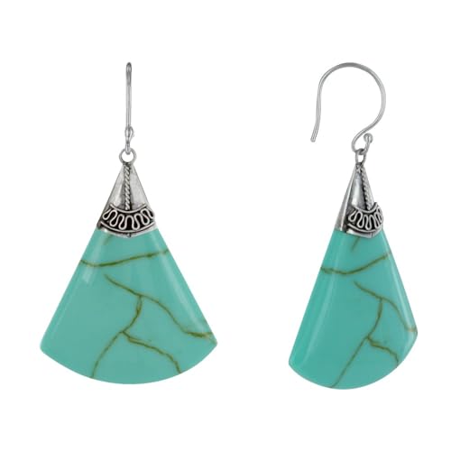 Pendientes de Plata 925 Abanico Turquesa de Alta Joyería Francesa