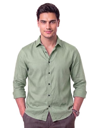 Image of Men's Cotton Blend Solid Casual Shirt Regular Fit Full Sleeve Shirt for Men Plain Formal & Casual Wear Collared Button Down Shirt