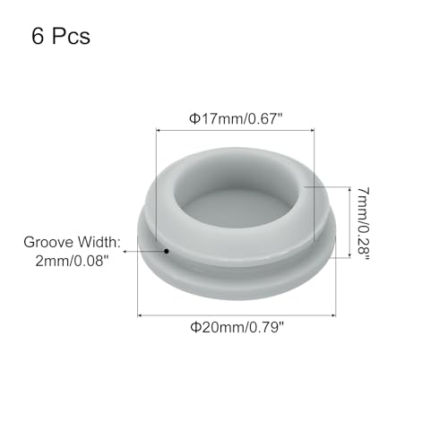 Image of MECCANIXITY 6pcs Silicone Snap in Locking Hole Plugs,17mm /0.7 Inch Mounting Diameter Narrow Groove Width 2mm Panel Seal Cover Round for Kitchen Bulkheads Waterproof Sealing Plugs Grey