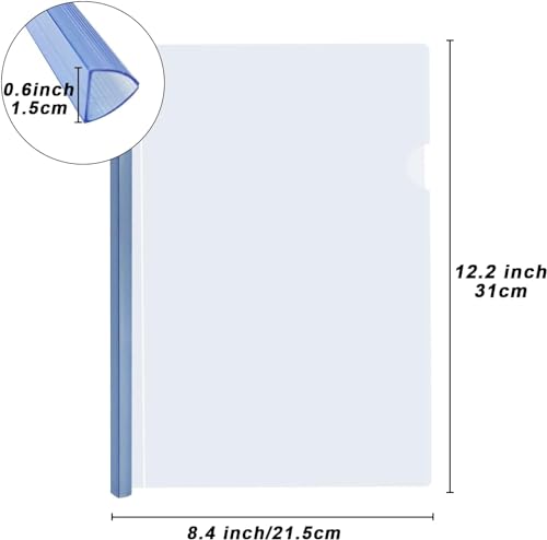 Image of ANG Plastic Strip File Folder for Document Sliding Bar Report Covers,30 Sheet Capacity, Transparent Resume Presentation File Folders Organizer Binder for A4 Size Paper Patti File (40 Pack)