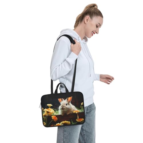 Bolsa para portátil con diseño de flores y conejo miniatura 3