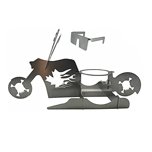 YUKAKI Hühnerbräter, Bierdose Hühnerhalter, tragbarer Hühnerständerhalter American Motorcycle BBQ Edelstahlregal mit Glas Bräterrost zum Grillen, Grillzubehör Cover