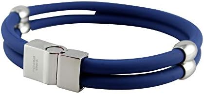 POWER IONICS New Plus Health Titanium 3000ion Magnetic Double Bracelet Wristband Newest Style Blue Genuine 8"/8.5"