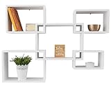 Modern Wall Mounted Square Shaped Floating Shelves – Set of 5 Square Shelves for Bathroom, Bedroom, Living Room & More - Screws and Anchors Included – Rustic Wall Décor Display for Home - White