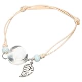 ULDIGI Pulsera Estética para Mujer Dijes de Diente de León y Cuentas Decorativas, Pulsera Ligera de Flores Secas para Obsequio Romántico o Amistad