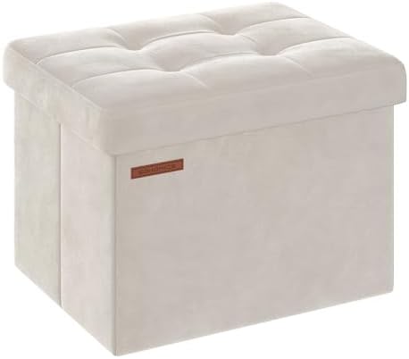 SONGMICS Storage Ottoman, Foldable Small Ottoman Foot Rest, 12.2 ...