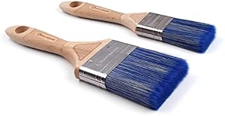 ROLLINGDOG 2PC Paint Brush Set with Ergonomic Wood Handle, Soft Flat Brushes for Painting Wall, Furniture and Decoration(40mm,70mm, Blue)