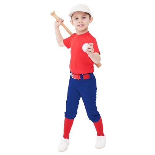 QBK Toddler Baseball Pants Youth Softball Pants Kids Tee Ball Pants for Boy Girl Blue 8-9Y