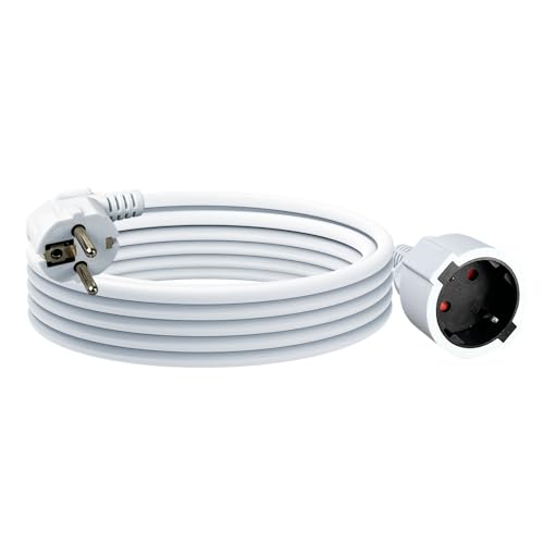 Prise H05VV-F 3G1,5 mm² rallonge 10m PVC blanc avec protection thermique intérieure 16A 250V
