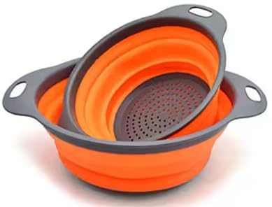 Juego de 2 coladores plegables redondos - Juego de coladores de cocina de silicona 2