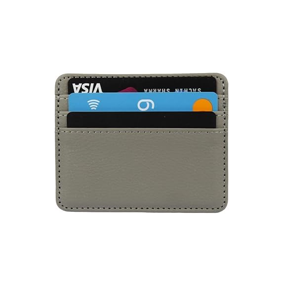 encELade Grey Slim PU Leather Card Holder Wallet for Men & Women | 4 Card Slots with Cash Pocket | Compact Credit, Debit, ATM & ID Card Holder (Color-Grey)-image-35