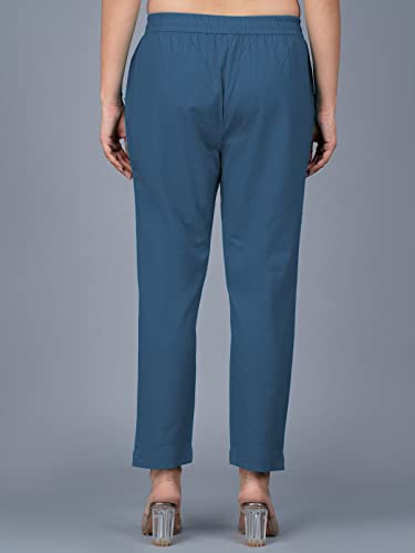 Image of Regular Fit Fully Elastic Waist Ankle Length Premium Cotton Casual Trouser Pant (Combo Pack of 2)
