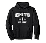 morristown new jersey nj vintage atletico sport design felpa con cappuccio