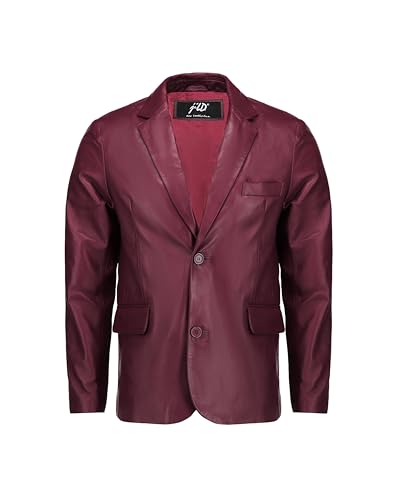 Image of Jild Invisible Stitching Casual Leather Blazer for Men - 2-Button Closure Coat Style Regular Fit Lambskin Leather Jacket Men