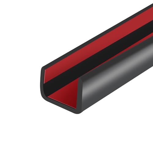 Rubber Edge Trim, Self-Adhesive U Channel Edge Protector for Plywood, Cabinet, 1/2" Wood Edge Banding, Flexible Furniture Repair, EPDM Material, Fit 1/2"(12mm), Length 20Ft, Black Color
