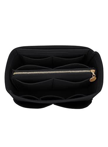 Image of Felt Purse Insert Handbag Organizer Bag in Bag Organizer with zipper Bag Tote Shaper for Speedy Neverfull 8021 Black L2