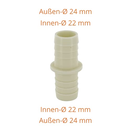 DL-pro Ablaufschlauchverbinder Verbindungsstück für Innen-Ø 22mm Ablaufschlauch Waschmaschine Spülmaschine Schlauchverbinder