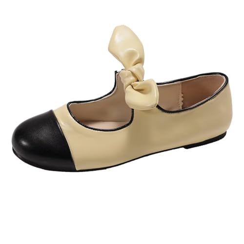 LUXINYU Women Fashion Bowknot Strap Pu Leather Flats Round Toe Slip on Casual Dress Shoes