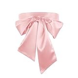 Lusofie Pink Satin Waist Belt with Bow, 3.5'' Wide, For Women, Special Occasions