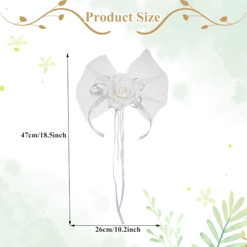 Tul blanco para coche de bodas: pack de 8 flores reutilizables para manijas 3