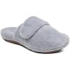 Aetrex Womens Mandy Orthopedic Closed Toe Comfy Slippers - Adjustable Memory Foam Fuzzy Slippers