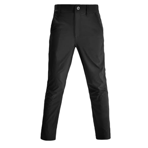 Cargo Pants for Men Straight Leg Elastic Waisted Work Joggers Baggy Button Trousers with Pockets with Belt Loops