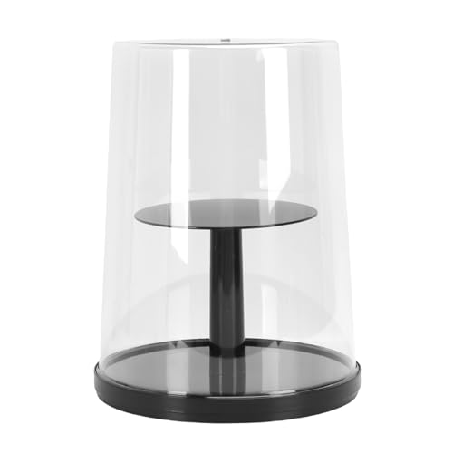 Luqeeg Vetrina Girevole a 2 Livelli, Rotazione a 360 Gradi Antipolvere Trasparente Supporto Espositivo, Contenitore da Scrivania Vetrina per Servizi da Tè Figure Bambole Soggiorno (BLACK)