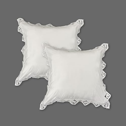 MODERN HEIRLOOM Embroidered and LACE 2-PC Pillow Decorative Pillow Set, 18 inches, Ophelia White 18" 2 Count