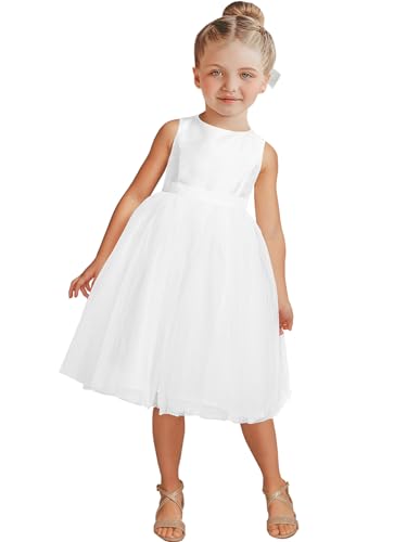 Flower Girls Dresses for Wedding Princess Birthday Party Dresses with Tulle and Ribbon Waist First Communion Dresses T001