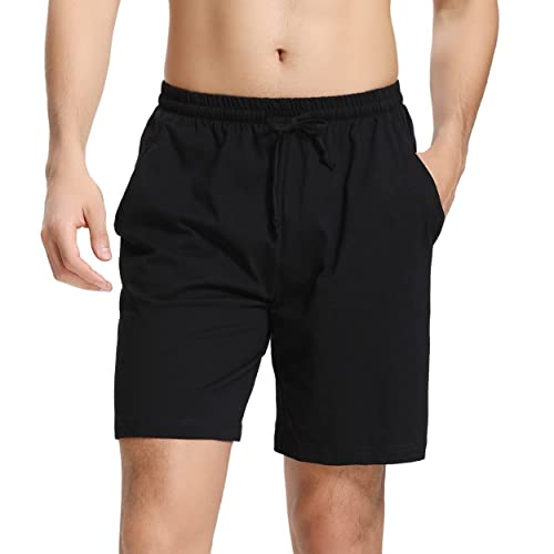Irdcomps Pantalón corto de pijama para hombre Pantalones Pijamas Cortos Hombre Algodon Ropa de Dormir C-negro M