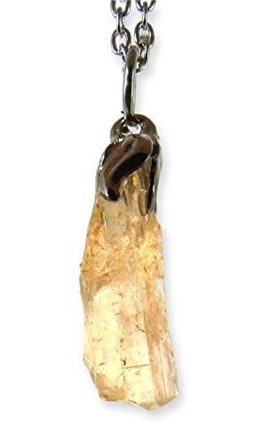 TENET Collar con colgante de mineral, con piedras semipreciosas, joyería artesanal, hecho a mano, topacio imperial en bruto