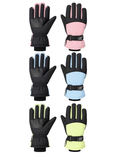 Image of Bencailor 3 Pairs Kids Ski Gloves Children Winter Gloves
