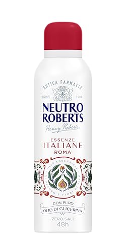 Neutro Roberts, Deodorante Spray Roma Senza Sali di Alluminio, Zero Macchie, con Olio Essenziale di Alloro e Fiori di fico, Con Puro Olio di Glicerina, Deodorante Donna e Uomo, 200 ml, 48h