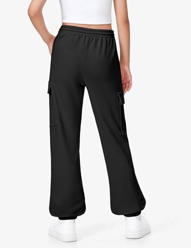 BOOPH Girls Sweatpants Kids Baggy Cargo Pants Athletic Drawstring Jogger Pants with Pockets 7-14Y3