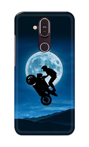 Image of Printed Hard Back Cover for Nokia 8.1 Back Cover (Biker On Moon) -190724(DP)
