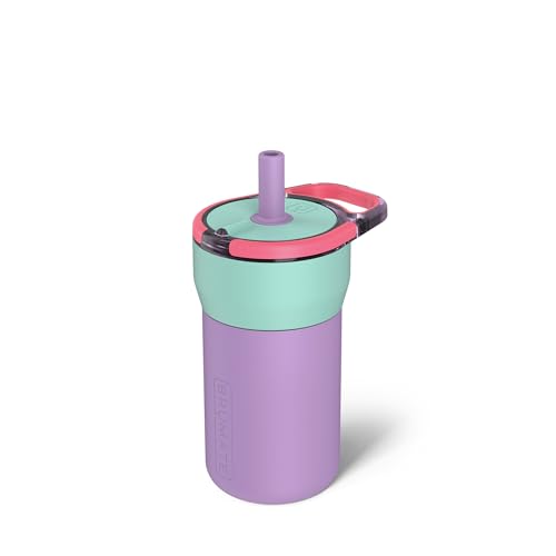 Image of BrüMate Leap 12oz 100% Leakproof Kids Tumbler with Handle and Silicone Soft Straw | Drop Resistant Silicone Sleeve | For Kids 4+ | Insulated Stainless Steel | Cup Holder Friendly | 12oz (Stardust)