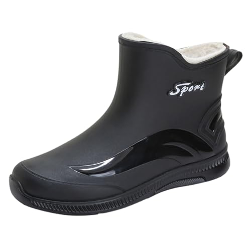 Zapatillas de deporte para hombre, top de invierno y terciopelo fijo, para exteriores, de moda, para el trabajo, lavado de coche, cocina, sin deslizamientos, cálidos, zapatos de lluvia para hombre,