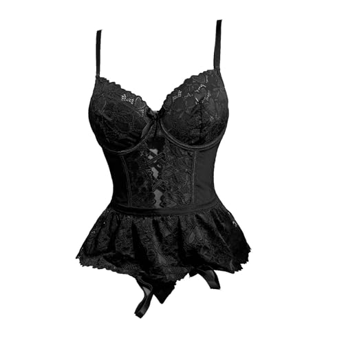 Nuisette transparente YZCIS en dentelle pour sublimer les courbes sans inconfort, taille M noir
