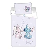 Jerry Fabrics Lilo und Stitch Baby lila Wende Bettwäsche Kopfkissen Bettdecke Set 100x135cm Kleinkind