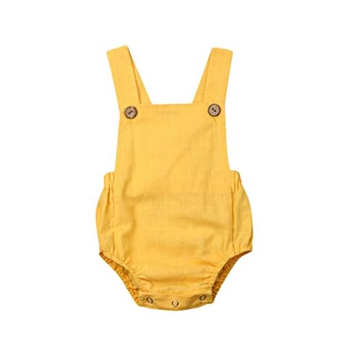 YWLINK Mono NiñA NiñO Verano Sin Mangas De Color SóLido BotóN A Rayas Mameluco Mezcla De AlgodóN Moda Linda Ocio Y Confort Traje De Escalada Regalo De Fiesta De CumpleañOs(X-Amarillo,12-18 meses/90)
