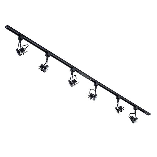 LITECRAFT Kitchen Track Light with Greenwich Fixture & GU10 LED Bulbs - (Black, 2M 6 Light)