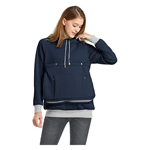 ALYC Cat Dog Carrier Hoodie Large Pet Pouch Sweatshirt Puppy Kitten Holder Pullover Top Kangaroo Hoodies for Women Dark Blue Cover