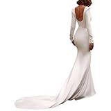Simple Beach Wedding Dresses Evening Gown for Bride Elegant Bridal Gown with Train Long Boho Bridal Gown for Women G-Ivory